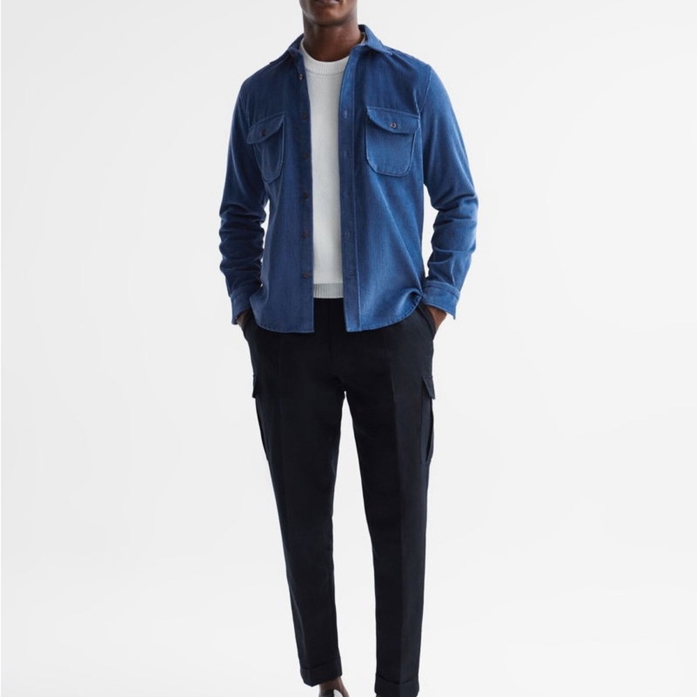 Reiss - Men’s Blue Corduroy Overshirt - Picture 2 of 14